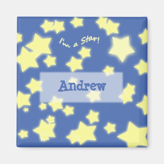 Je suis une étoile ! Nom Aimant bleu/jaune (Devant)