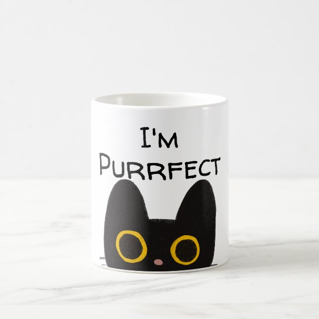 Je suis une tasse chat noir mignon purrfait (Centre)
