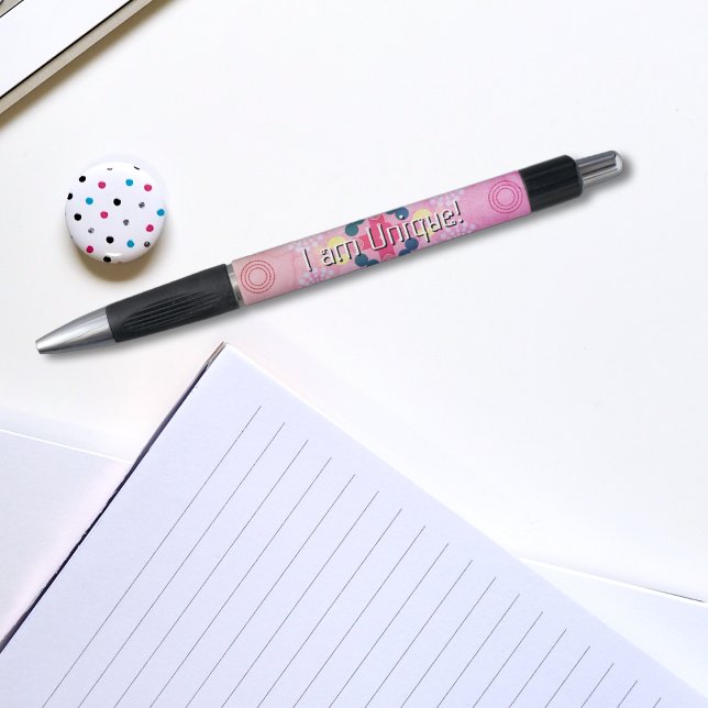 Je Suis Unique Stylo Motif Abstrait Rose Enfant (Créateur téléchargé)