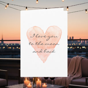 Je t'aime à la lune et à la carte de voeux arrière
