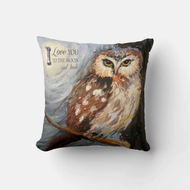 Je t'aime à la lune et au coussin arrière de hibou (Recto)