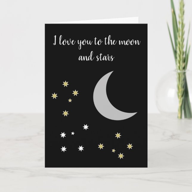Je t'aime à la lune et aux étoiles - carte de voeu (Devant)