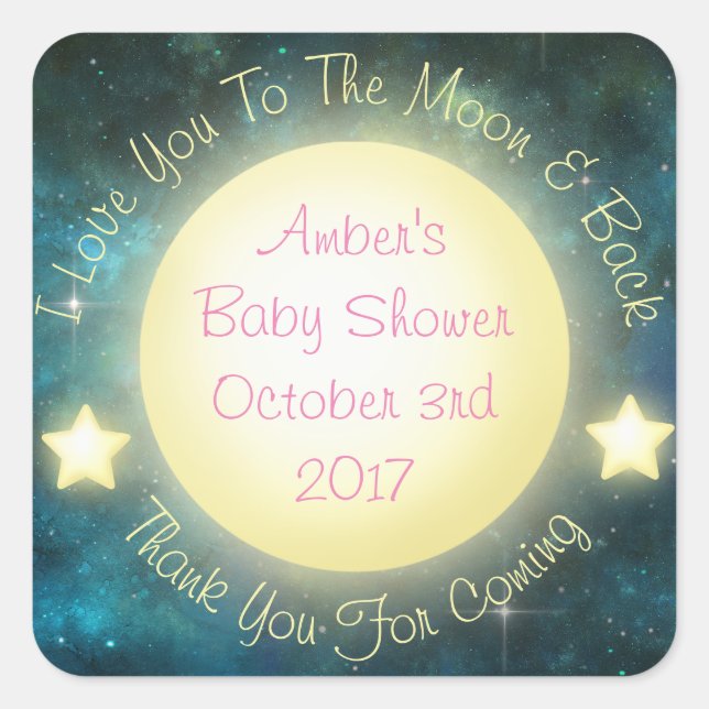 Je t'aime à la lune et le dos Bébé Stickers (Devant)