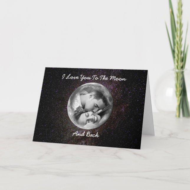 Je T'Aime À La Lune Et Le Retour Carte Personnalis (Devant)