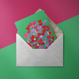 Je t'aime aquarelle coeur motif Carte