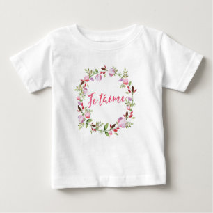 Je taime aquarelle fleurie pour enfants T-shirt