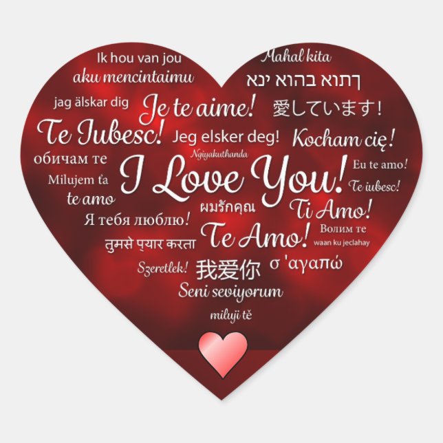 Je t'aime autocollant cardiaque (Devant)