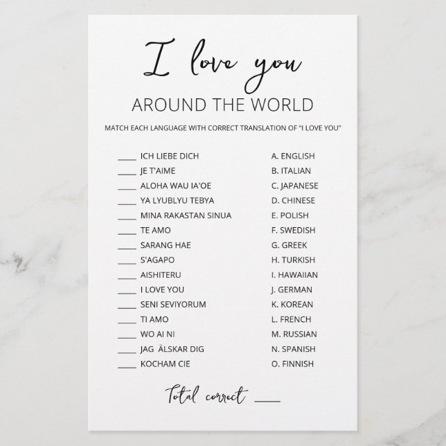 Je t'aime autour du monde jeu avec réponses (Devant)
