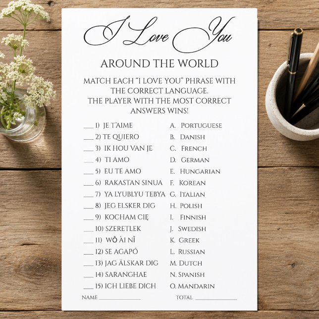 Je t'aime autour du monde Jeu de douche (I Love You Around the World Shower Game)