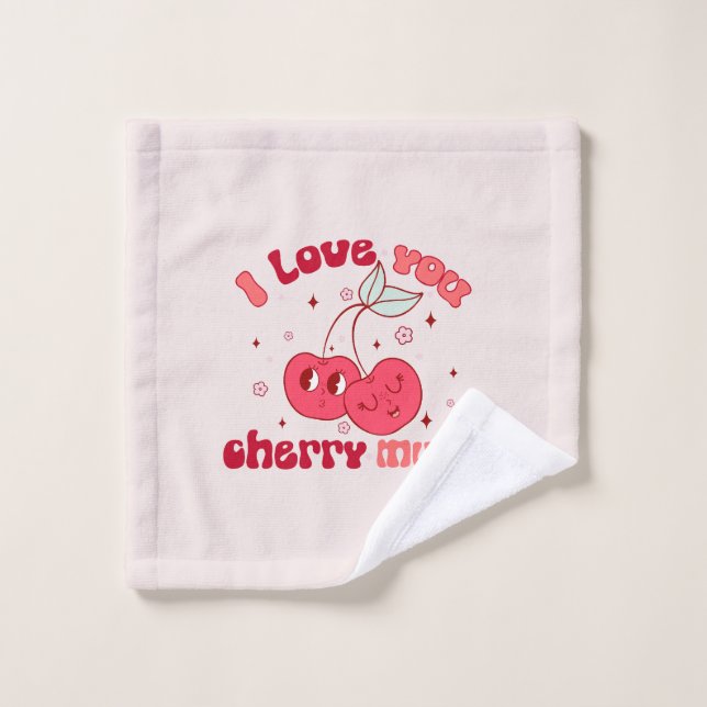 Je T'Aime Beaucoup Cherry | Cute & Punny Cherry (Gant de toilette)