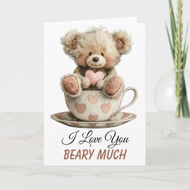 Je t'aime beaucoup ours en tasse Carte postale (Devant)