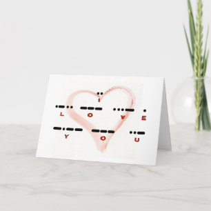 JE T'AIME - Carte Code Morse & Lettres