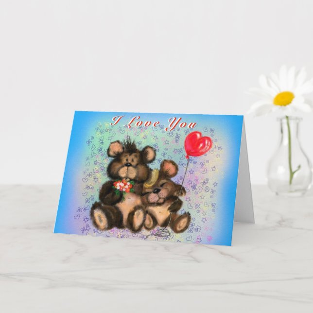 Je T'Aime Carte Couple Ours Amour (Petite plante)
