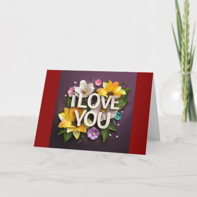 Je t'aime Carte d'amour des fleurs de carte Valent (Devant)