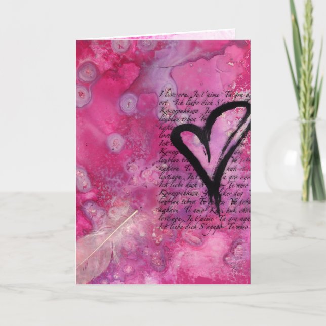 Je t'aime carte de jour de Valentines de bloc (Devant)