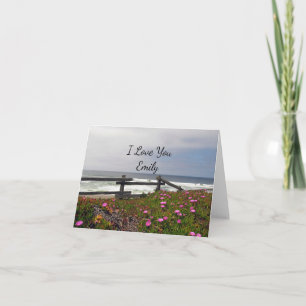 Je t'aime Carte de note personnalisée Fleurs Océan