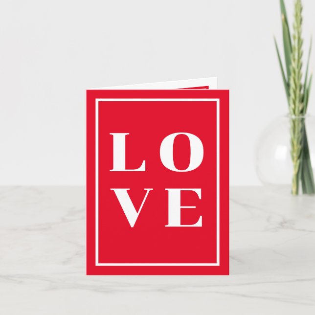 Je t'aime Carte de voeux à la frontière rouge et b (Devant)