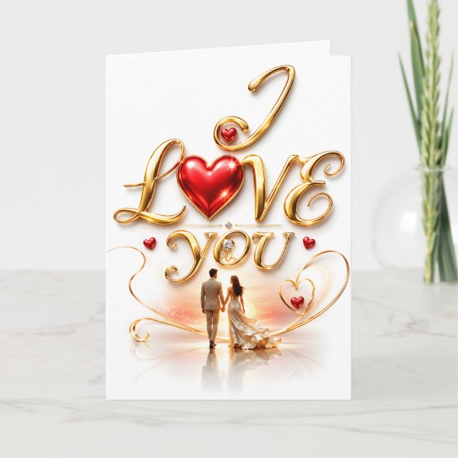 Je t'aime Carte de vœux romantique  (Devant)