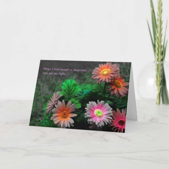 Je t'aime carte florale de marguerite de Gerbera (Devant)