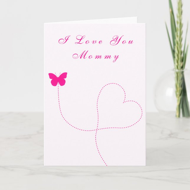 Je T'Aime Carte Maman Aimer Papillon Coeur (Devant)