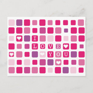 Je t'aime carte postale en mosaïque rose