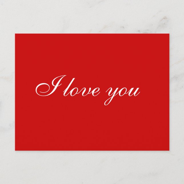Je t'aime carte postale rouge et blanc (Devant)
