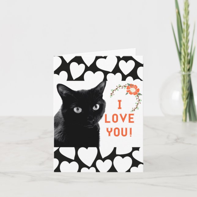 "Je t'aime" cartes de note de chat (Devant)