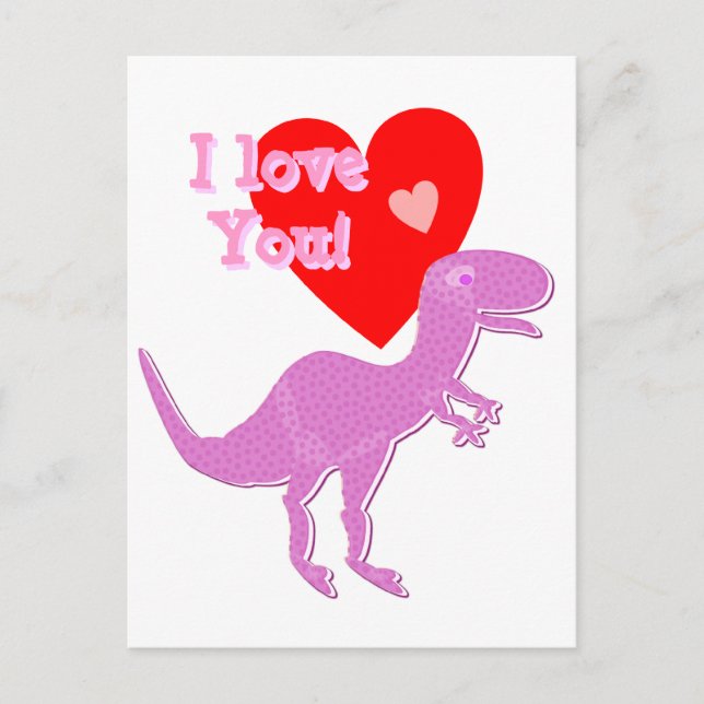 Je t'aime Cartoon Dinosaur T-Rex Carte postale (Devant)