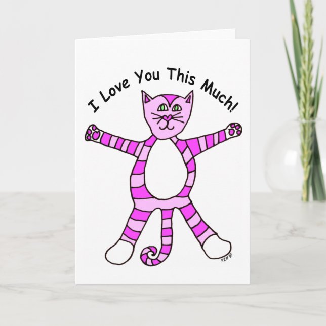 "Je t'aime cette carte beaucoup" rosâtre de chat (Devant)