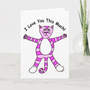 "Je t'aime cette carte beaucoup" rosâtre de chat
