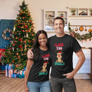 Je T'Aime Cher Reindeer Santa Hat T-Shirt