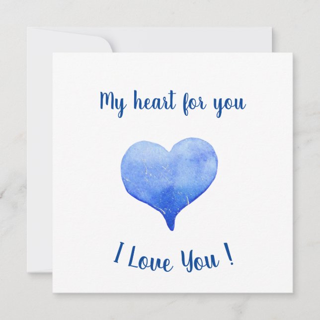 Je t'aime Coeur Bleu mignon Saint Valentin (Devant)