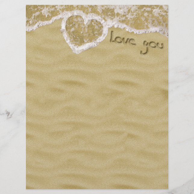 "Je t'aime" Cœur écrit dans le Sable (Devant)