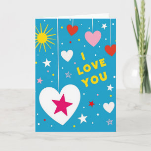 Je T'Aime Coeurs Etoiles Carte