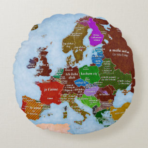 Je t'aime coussin rond de carte
