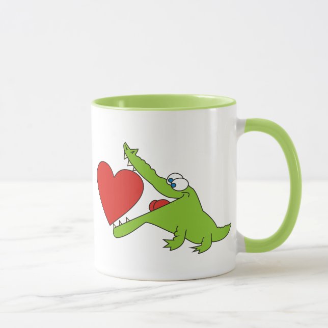 Je t'aime, crocodile mignon avec une tasse de (Droite)