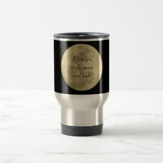 Je t'aime dans la tasse de voyage de lune et de