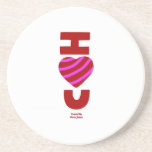 Je t'aime Dessous de verre Sandstone<br><div class="desc">Vous pouvez admirer mon dessin de la Saint-Valentin et mon dessin romantique que j'appelle,  "I Love You",  d'un coeur rayé rouge et rose,  ajouté à ce dessous de verre en grès.</div>