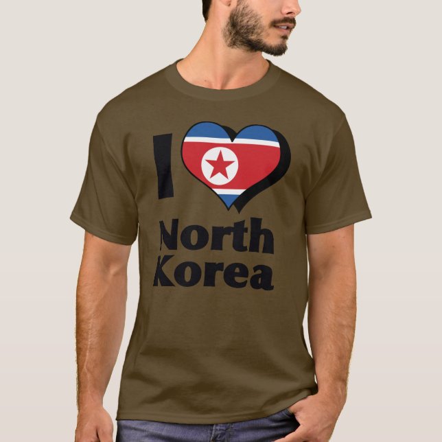 Je T'aime Drapeau de la Corée du Nord T-Shirt (Devant)