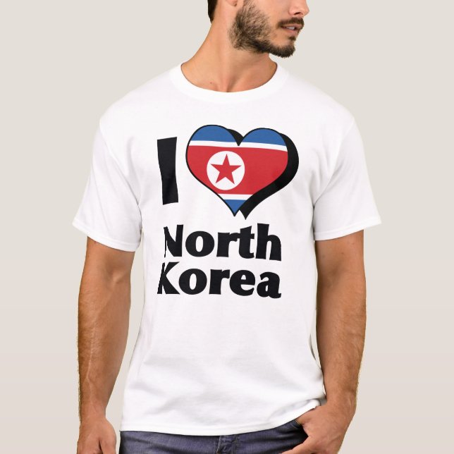 Je T'aime Drapeau de la Corée du Nord T-Shirt (Devant)