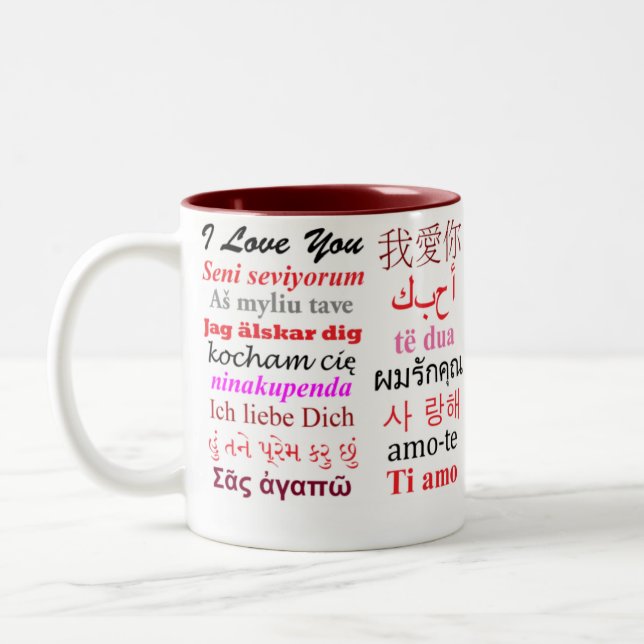 Je t'aime en 63 langues Grosse Mug (Gauche)