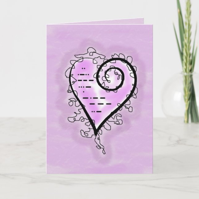 Je t'aime en code Morse défilant sur un cœur carte (Devant)
