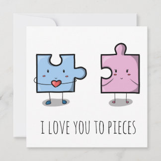 "Je t'aime en pièces" carte de valentines