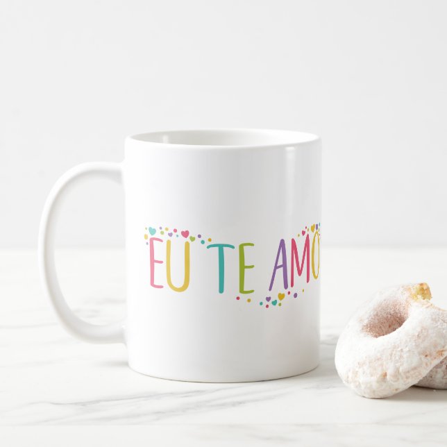 Je t'aime en portugais ue te amo Coffee Mug (Avec donut)
