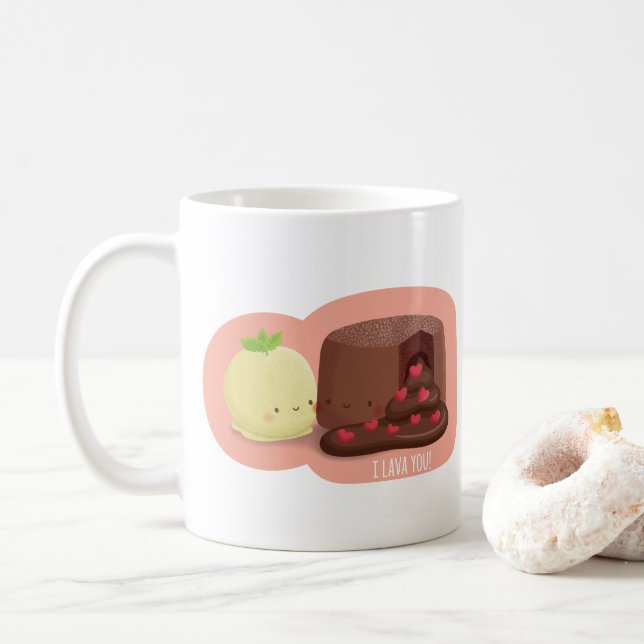 Je T'aime Gâteau Fondant Au Chocolat Mug Pun (Avec donut)