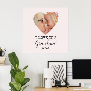 Je t'aime grand-mère Affiche personnalisée