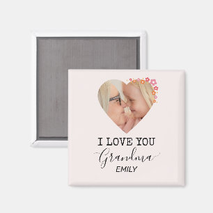 Je t'aime grand-mère Aimant photo personnalisé