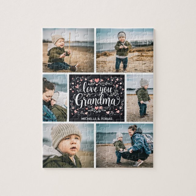 "Je t'aime grand-mère" Puzzle photo personnalisé | (Vertical)