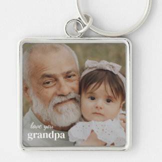 Je t'aime Grand-père Photo Porte-clés Minimaliste