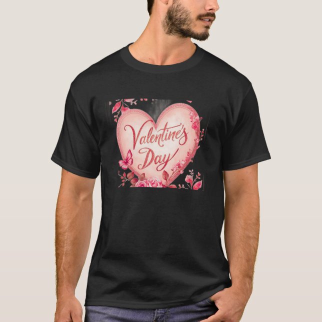 Je t'aime Joyeuse Saint-Valentin T-Shirt Noir (Devant)